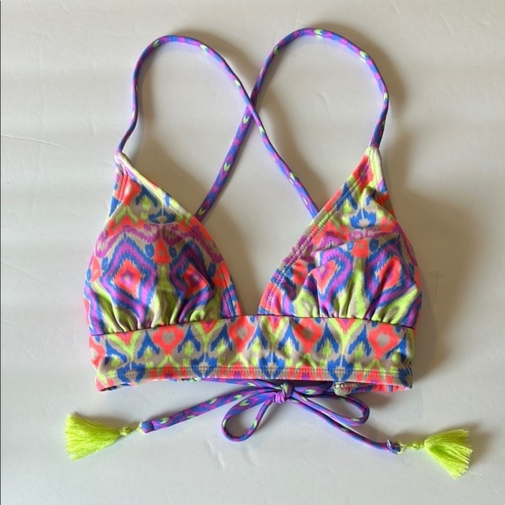 Xhilaration purple lime pink bikini swim top size XS NWOT